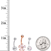 Load image into Gallery viewer, White Faux Opal Fun With Flowers Belly Ring Set of 3
