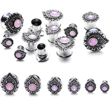 Load image into Gallery viewer, Pink Gem Exotic Teardrop Double Flare Plug Set Sizes 6mm to 16mm
