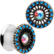 Load image into Gallery viewer, Aurora Gem Blue Orb Nautical Vibe Double Flare Plug Set 6mm to 25mm
