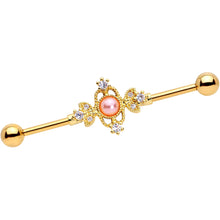 Load image into Gallery viewer, 14G Clear CZ Gem Pink Orb Fit for a Queen Industrial Barbell 38mm
