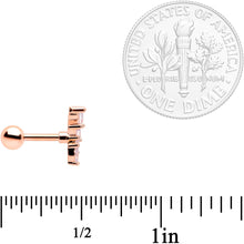 将图片加载到图库查看器，16G 1/4 Clear CZ Gem Rose Gold Tone Geometric Tragus Set of 3
