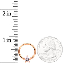 Load image into Gallery viewer, 14G Clear Star CZ Gem Rose Gold Tone Captive Nipple Ring Set of 4
