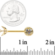 Load image into Gallery viewer, 14G 9/16 Clear Gem Gold Tone Birds Nest Nipple Ring Set

