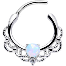 Load image into Gallery viewer, 16G 3/8 White Faux Opal Life of the Party Septum Clicker
