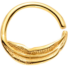 将图片加载到图库查看器，16G 3/8 Gold Tone Feather Closure Ring
