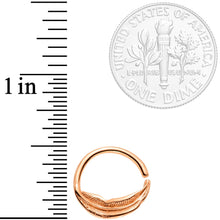Load image into Gallery viewer, 16G 3/8 Rose Gold Tone Feather Closure Ring
