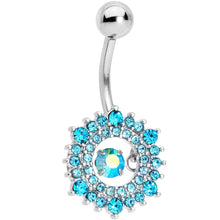 将图片加载到图库查看器，Aqua Gem Elegant Dance Wreath Belly Ring
