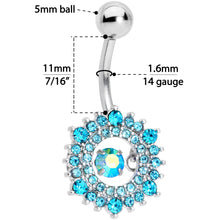 将图片加载到图库查看器，Aqua Gem Elegant Dance Wreath Belly Ring
