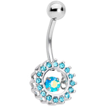 将图片加载到图库查看器，Aqua Gem Elegant Dance Crown Belly Ring
