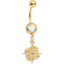 Load image into Gallery viewer, Aurora Gem Gold Tone Celestial Star Moon Dangle Belly Ring Set
