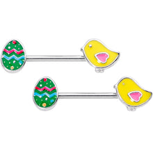 将图片加载到图库查看器，14G 5/8 Easter Egg and Chick Barbell Nipple Ring Set
