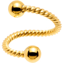 Load image into Gallery viewer, 14G 3/8 Gold Tone Twisted Spiral Twister Belly Ring
