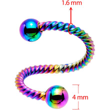 Load image into Gallery viewer, 14G 3/8 Rainbow Twisted Spiral Twister Belly Ring
