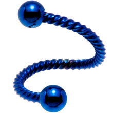 Load image into Gallery viewer, 14G 3/8 Blue Totally Twisted Spiral Twister Ring
