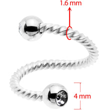 Load image into Gallery viewer, 14G 3/8 Clear Gem Twist Spiral Twister Belly Ring

