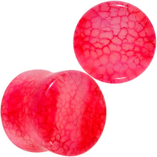 Load image into Gallery viewer, Red Agate Stone Saddle Plug Set Available in Sizes 0G to 25mm
