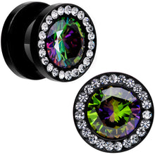 将图片加载到图库查看器，Vitrail Clear CZ Gem Black Hypnotic Screw Fit Plug Set
