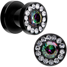 将图片加载到图库查看器，Vitrail Clear CZ Gem Black Hypnotic Screw Fit Plug Set
