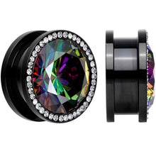 将图片加载到图库查看器，Vitrail Clear CZ Gem Black Hypnotic Screw Fit Plug Set
