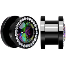 将图片加载到图库查看器，Vitrail Clear CZ Gem Black Hypnotic Screw Fit Plug Set
