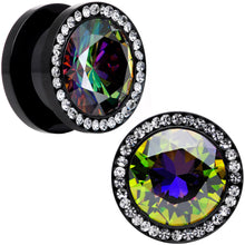 将图片加载到图库查看器，Vitrail Clear CZ Gem Black Hypnotic Screw Fit Plug Set
