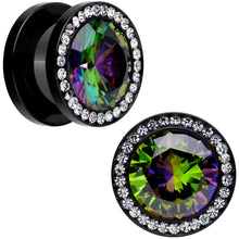 将图片加载到图库查看器，Vitrail Clear CZ Gem Black Hypnotic Screw Fit Plug Set
