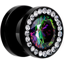将图片加载到图库查看器，Vitrail Clear CZ Gem Black Hypnotic Screw Fit Plug Set
