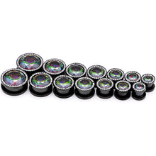 将图片加载到图库查看器，Vitrail Clear CZ Gem Black Hypnotic Screw Fit Plug Set
