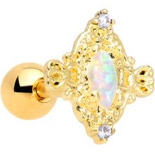 Load image into Gallery viewer, 16G 1/4 White Synthetic Opal Gold Tone Oval Cartilage Tragus
