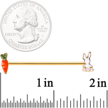 Load image into Gallery viewer, 14G Green Gem Gold Tone Easter Bunny Industrial Barbell 38mm
