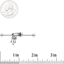 Load image into Gallery viewer, 14G Skull Bones Safety Pin Halloween Industrial Barbell 38mm
