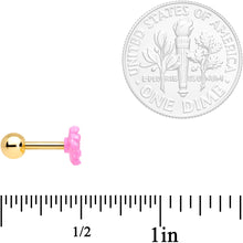 Load image into Gallery viewer, 16G 1/4 Clear Gem Gold Tone Pink Flower Tragus Cartilage Earring
