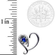 将图片加载到图库查看器，16G 3/8 Deep Blue Gem Open Right Heart Closure Ring
