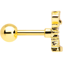 Load image into Gallery viewer, 16G 1/4 Clear CZ Gem Gold Tone Wing Nut Cartilage Tragus Earring
