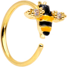 Load image into Gallery viewer, 20G 5/16 Clear CZ Gem Gold Tone Busy Bumble Bee Nose Hoop

