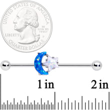 Load image into Gallery viewer, 14G Blue White Faux Opal Starry Moon Industrial Barbell 38mm
