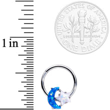 Load image into Gallery viewer, 16G 3/8 Blue White Faux Opal Starry Moon Hinged Segment Ring
