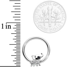 Load image into Gallery viewer, 14G 1/2 Clear Gem Elephant BCR Captive Nipple Ring Set
