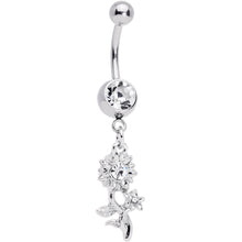 Load image into Gallery viewer, Clear Gem Sunflower Dangle Belly Ring
