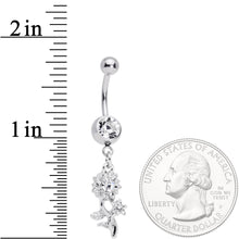 Load image into Gallery viewer, Clear Gem Sunflower Dangle Belly Ring
