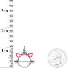 Load image into Gallery viewer, 14G Clear Gem Pink Princess Unicorn Nipple Shield Set

