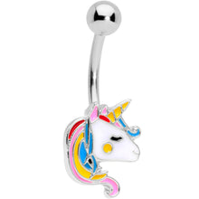Load image into Gallery viewer, Color Swirl 80s Retro Unicorn Belly Ring
