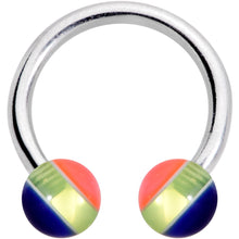 Load image into Gallery viewer, 14G 7/16 Deco Stripe Acrylic Ball Horseshoe Circular Barbell
