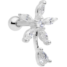 Load image into Gallery viewer, 16G 1/4 Clear CZ Gem Flower Cartilage Tragus

