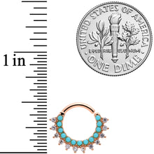 Load image into Gallery viewer, 16G 5/16 Turquoise Rose Gold Tone Western Bendable Daith Cartilage

