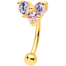 Load image into Gallery viewer, 16G 5/16 Clear Gem Trio Gold Tone Heart Curved Eyebrow Ring
