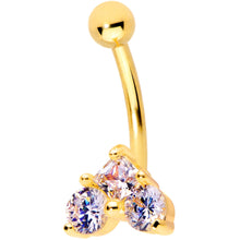 Load image into Gallery viewer, 16G 5/16 Clear Gem Trio Gold Tone Heart Curved Eyebrow Ring
