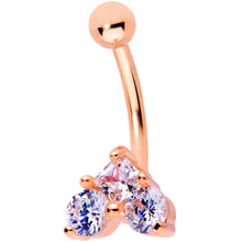 Load image into Gallery viewer, 16G 5/16 Clear Gem Trio Rose Gold Tone Heart Curved Eyebrow Ring
