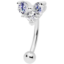 Load image into Gallery viewer, 16G 5/16 Clear Gem Trio Heart Curved Eyebrow Ring

