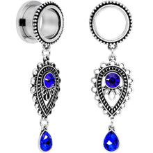 Load image into Gallery viewer, Blue Gem Filigree Drop Dangle Screw Fit Tunnel Plug Set 6mm to 16mm
